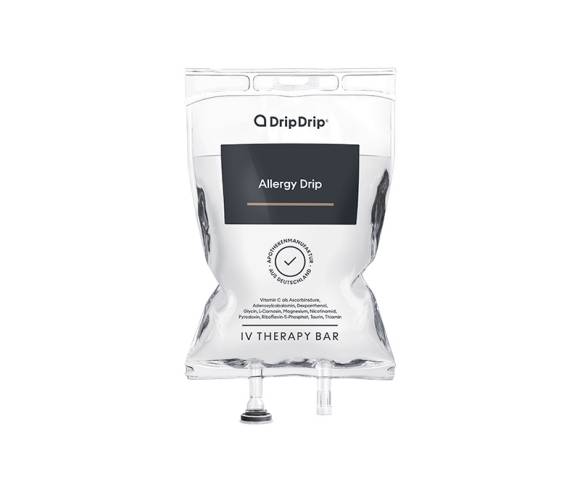 Medizinischer Infusionsbeutel Allergy Drip für mehr Abwehrkräfte und Entlastung bei allergischen Reaktionen.